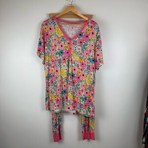 Little Sleepies Secret Garden Lunaluxe Bamboo Pajama Shirt + Pants Set Size XXL